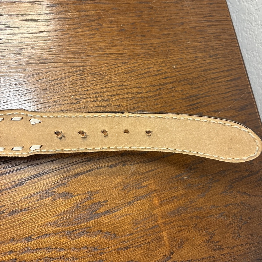 Vintage Hand Tooled Leather Belt Name "Roger" Brown Men 36 Circle G No Buckle - Picture 5 of 8